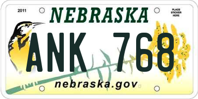 NE license plate ANK768