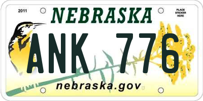 NE license plate ANK776