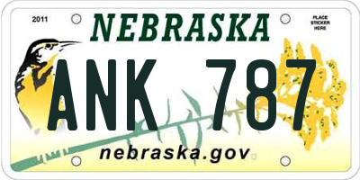 NE license plate ANK787
