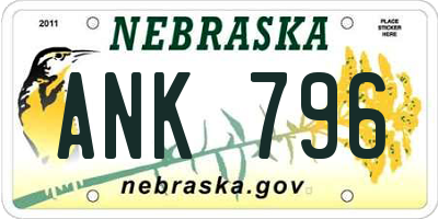 NE license plate ANK796