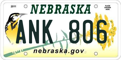 NE license plate ANK806