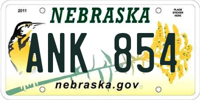 NE license plate ANK854