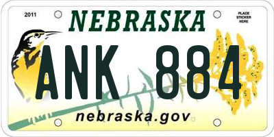 NE license plate ANK884