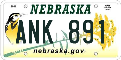 NE license plate ANK891
