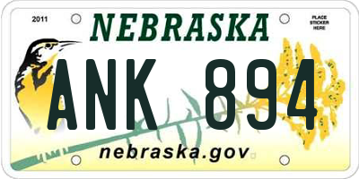 NE license plate ANK894