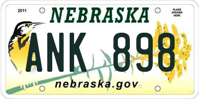 NE license plate ANK898