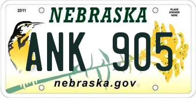 NE license plate ANK905