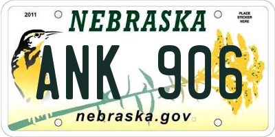 NE license plate ANK906