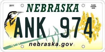 NE license plate ANK974