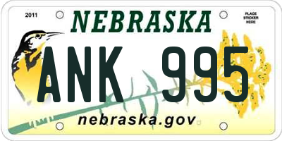 NE license plate ANK995