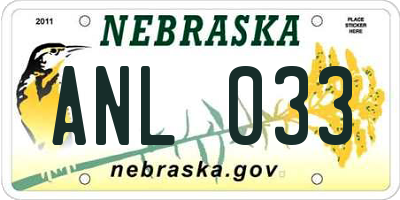 NE license plate ANL033