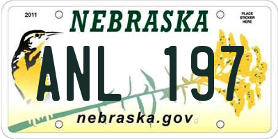 NE license plate ANL197