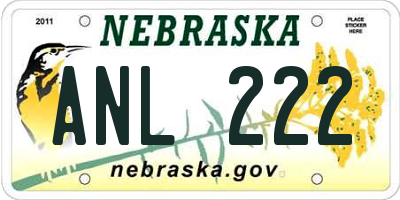 NE license plate ANL222