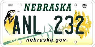 NE license plate ANL232