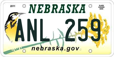 NE license plate ANL259