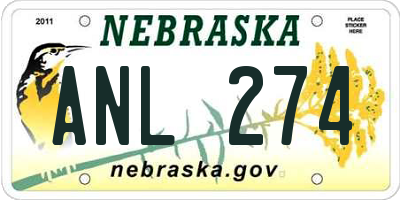 NE license plate ANL274