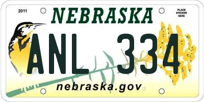 NE license plate ANL334