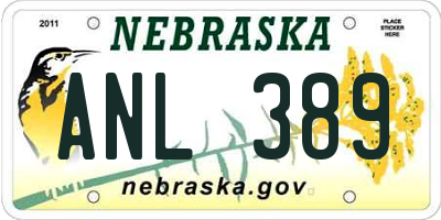 NE license plate ANL389