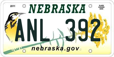 NE license plate ANL392