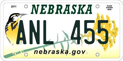 NE license plate ANL455