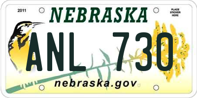 NE license plate ANL730
