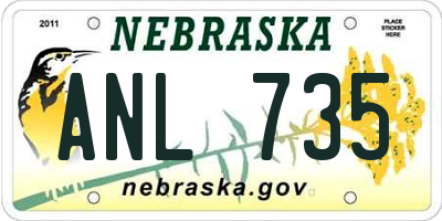 NE license plate ANL735