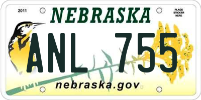 NE license plate ANL755
