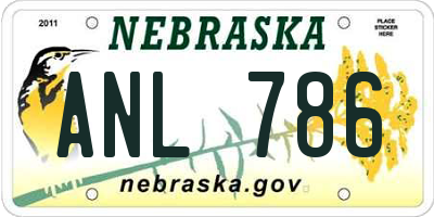 NE license plate ANL786
