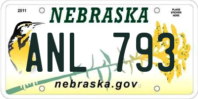 NE license plate ANL793