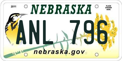 NE license plate ANL796