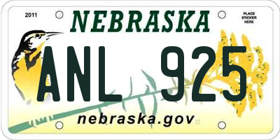 NE license plate ANL925