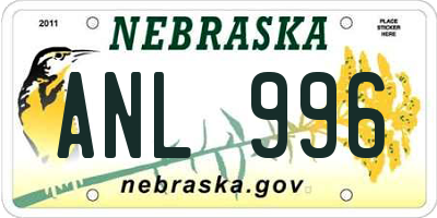 NE license plate ANL996