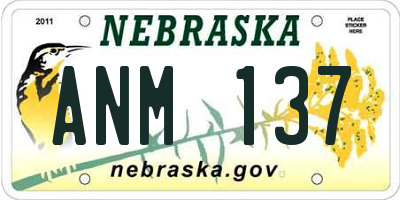 NE license plate ANM137