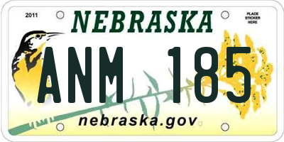 NE license plate ANM185