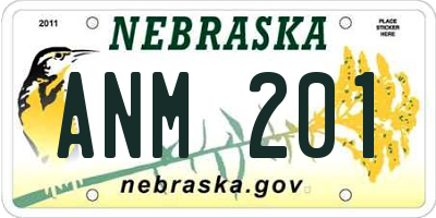 NE license plate ANM201