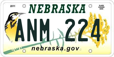 NE license plate ANM224