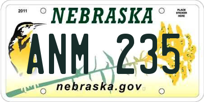 NE license plate ANM235