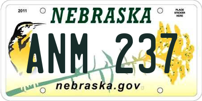 NE license plate ANM237