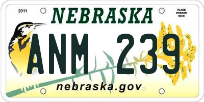 NE license plate ANM239