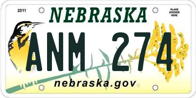 NE license plate ANM274