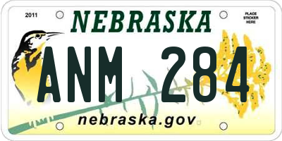 NE license plate ANM284