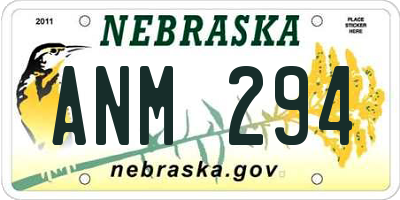 NE license plate ANM294