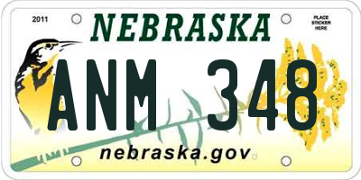 NE license plate ANM348