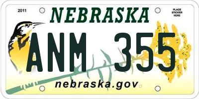 NE license plate ANM355