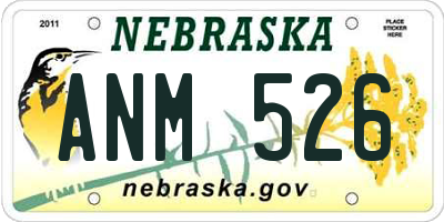 NE license plate ANM526