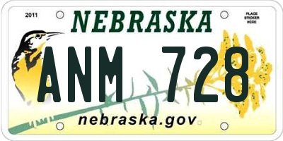 NE license plate ANM728