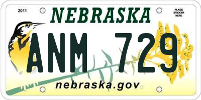 NE license plate ANM729