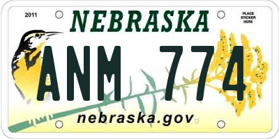 NE license plate ANM774