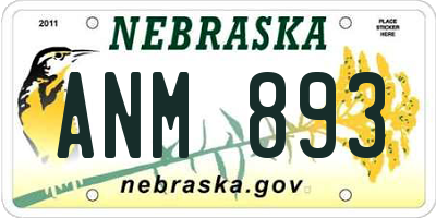 NE license plate ANM893