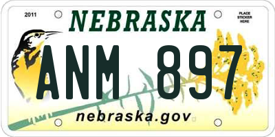 NE license plate ANM897